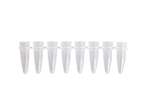 8er-Strips PCR ohne anhngenden Deckeln, fr separate Deckelstreifen<br>PCR-strips of 8 tubes,8 x 0.2ml,without cap<br>Laborbedarf,Molekularbiologie,8er-Strips