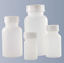 Weithalsflasche PP (Polypropylen) transparent mit Schraubverschluss - Abverkauf (Lagerrestbestnde)<br>Laborbedarf, Lagerung,Plastikflaschen