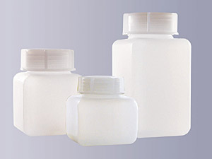 Vierkantflasche Weithals PE (Polyethylen) mit Schraubverschluss<br>Laborbedarf, Lagerung,Plastikflaschen
