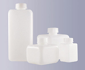 Vierkantflasche Enghals PE (Polyethylen) mit Schraubverschluss<br>Laborbedarf, Lagerung,Plastikflaschen