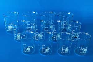 Becherglasset Borosilikatglas 3.3 niedere Form 12teilig 400 - 1000 ml,  so lange der Vorrat reicht, Abverkauf<br>Hammerpreis!<br>Laborbedarf, Laborglas,Becherglser
