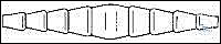 Schlauchverbinder mit Oliven gerade, Durchmesser 6-18 mm, Schenkel 120 mm , Lagerbestand: 10 Stck<br>Tubing connector, serrated ends  from 6mm to 18mm, side arm's length 120 mm<br>Laborbedarf, Laborglas, Glasbauteile, Schlauchverbinder