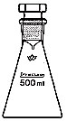 Jodzahlkolben nach Sendtner mit NS-Sechskant Hohlstopfen NS29/32<br>Iodine determin. flasks, Sendtner  ST-hollow-stoppers, hexagonal plate ,ST 29/32<br>Laborbedarf Glasgerte Volumenmessung Wasser- und Umweltanalytik