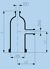 Head PZ with side necks KZA,borosilicate glass 3.3