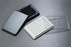 Zellkulturplatte  und Mikrotestplatte  96-well, wei , steril , fr Fluoreszenz- und Luminoreszenz-Tests VE= 50 Stck,einzeln verpackt<br>Laborbedarf,Zellkultur,Testplatten