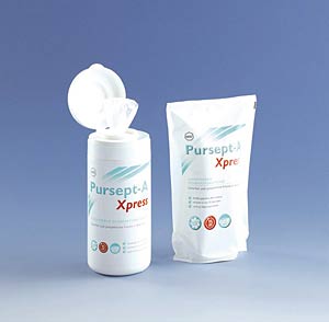 Pursept-A Xpress Flchen-Desinfektionstcher, wirkt in nur 15 Sekunden, DGHM/VAH zertifiziert und RKI konform, frischer Duft<br>Laborbedarf, Desinfektionsmittel, Flchendesinfektion, Wischdesinfektion