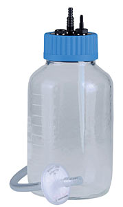 Sammelflasche 2L Glas beschichtet, mit Schutzfilter und Einleitrohr<br>Collection bottle 2L glass, coated, with protection filter and inlet tube<br>Laborbedarf,Vakuumpumpen,Flssigkeitsabsaugung