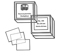 Haemacytometer-Deckglser Standard CE-gekennzeichnet VE = 10 Stck