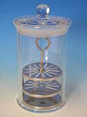 Frbeeinstze rund mit Glaszylinder</p>Glass jars with knob cover and staining rack of stainless steel</p>Laborbedarf,Mikroskopie,Frbeeinstze