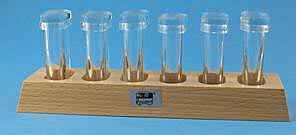 Frbeblock Hartholz mit 6 ovalen Frbezylindern</p>Staining stands , wooden, with 6 oval staining jars</p>Laborbedarf,Mikroskopie,Frbeblcke