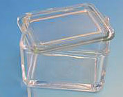 Glaskasten mit Falzdeckel</p>Glass trough with cover</p>Laborbedarf,Mikroskopie,Frbung
