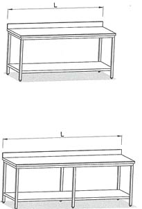 Arbeitstisch Edelstahl AISI 304 18/10 mit 100 mm Aufkantung an der Rckseite, mit Boden, Hhe 900 mm, Tiefe 800 mm<br>Work table stainless steel with shelf <br>Laborbedarf,Labormbel,Edelstahlmbel