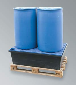 PE-Wanne zur Lagerung von bis zu 2Stck  200l F�sser, zur Lagerung von aggressiven Medien,DIBt-gepr�ft Z40.22-360,Ausf�hrung: mit Gitterrost
