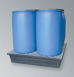 PE-Wanne zur Lagerung von bis zu 4Stck  200l F�sser, zur Lagerung von aggressiven Medien,DIBt-gepr�ft Z40.22-360,Ausf�hrung: mit Gitterrost