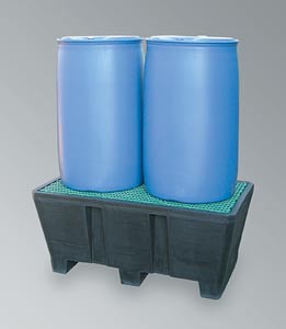 PE-Wanne zur Lagerung von 2Stck  200l F�sser, zur Lagerung von aggressiven Medien,DIBt-gepr�ft Z40.22-360,Ausf�hrung: mit Gitterrost