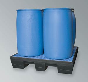 PE-Wanne zur Lagerung von 4Stck  200l F�sser, zur Lagerung von aggressiven Medien,DIBt-gepr�ft Z40.22-360,Ausf�hrung: mit Gitterrost