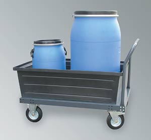 PE-Wanne PE-200-EP9-Wagen fahrbar zur Lagerung und Transport  von 2Stck  200l F�sser, zur Lagerung von aggressiven Medien,DIBt-gepr�ft Z40.22-360,Ausf�hrung: ohne Gitterrost
