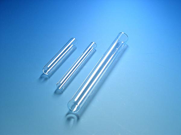 Reagenzgl�ser starkwandig (1 mm), glatter Rand AR�-/Soda-Glas, runder Boden