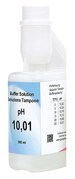 Puffer pH 10,  0,02 / 25C,500 ml Flasche, farblos<br>Buffer pH 10,  0.02 / 25  C, 500 ml bottle, colorless <br>Laborbedarf, pH-Messung und Leitfhigkeitsmessung,pH Puffer