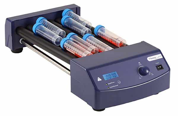 Taumel-Rollenmischer RS-TR 10 mit 6 synchron laufenden Rollen, digitale Steuerung, variable Geschwindigkeit 10-70rpm<br>Laborbedarf, Schüteln, Rollenmischer