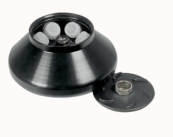 Winkelrotor 6-fach, komplett mit Hülsen, für PC-Röhrchen 6 x 94 ml Winkel 45°, max. 10000/11000U/min, max. RCF 13640/16504 ungekühlt/gekühlt, mit Bioabdichtung (Deckel)