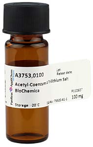 Acetyl-Coenzym A - Trilithiumsalz BioChemica, Gehalt (HPLC): ca. 95 %, Menge: 100mg</p>Acetyl-Coenzyme A Trilithium Salt BioChemica</p>Laborbedarf,Biochemikalien,Enzymsubstrate,Acetyl-Coenzym A - Trilithiumsalz