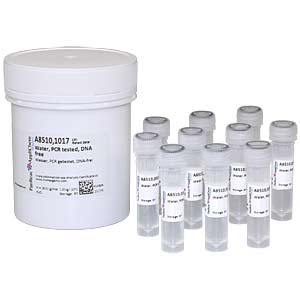 Wasser, PCR getestet, DNA,frei, f�r die Molekularbiologie, VE=10 x 1.7ml</p>Water PCR tested, DNA free, for molecular biology, 10 1.7ml</p></p>Laborbedarf,Biochemikalien,Wasser PCR getestet f�r die Molekularbiologie