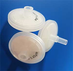 Qualitativ hochwertige Spritzenvorsatzfilter D=25mm , verschiedene Materialien unsteril,VE=100Stck<br>High-quality syringe filters D = 25mm, various materials non-sterile, pack = 100pcs<br>Laborbedarf,Filtermaterialien,Spritzenvorfilter