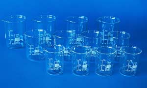 Set of beakers  borosilicate glass 3.3, clear, low form, 12beakers 100-250ml<br>verry low price