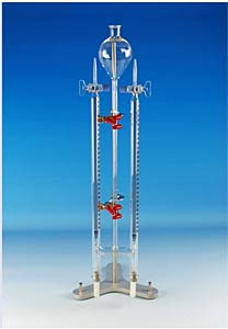 Wasserzersetzungsapparat nach Hoffmann mit Kohleelektroden fr schulische Demonstrationen (Lehrzewcke) komplett mit Metallstativ, Skala 0-60ml : 0,2</p>Hofmann voltameters, with support with carbon electrodes</p>Voltamtres de Hofmann, avec support avec lectrodes de carbone</p>Laborbedarf Glasgerte ,Wasserzersetzungsapparatur