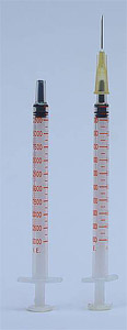 Einmalspritzen 1 ml Heparin 25000 I.U.  mit Spardorn, 1.0ml, VE=100Stck, nach DIN EN ISO 8537, Lieferung 20x100Stck