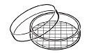 Petrischalen mit Netzteilung aus Glas, zur Trichinenbeschau  Netzeinteilung ca 10x10mm, mit Deckel<br>Petri dishes glass with grid<br>Laborbedarf, Mikroskopie,Trichinenbeschau
