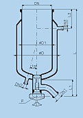 Jacketed kettle for built-in bottom closure  KZA ,borosilicate glass 3.3