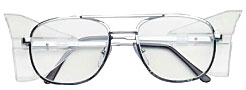 Schutzbrille 906 P3650, elegante Metall-Hart-Glasbrille mit groen Sichtscheiben und Seitenschutz. CE geprfte Qualitt,farblos