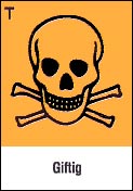 Gefahrsymbol auf Bogen, Giftig