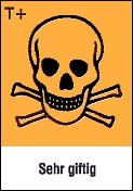 Gefahrsymbol auf Bogen, Sehr giftig