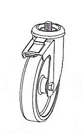 Rollen mit Zapfen aus Eelstahl und Bremse fr Arbeitstische Edelstahl  = 125 mm, H = 155 mm<br>Castor with rotating pin and brake in stainless steel<br>Laborbedarf,Edelstahlmbel,Rollen fr Arbeitstische Edelstahl