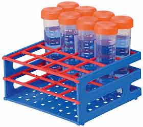 neoRack� R�hrchengestell zusammensteckbar blau/rot, PP, 4 x 4, Gef��e � = 30 mm, Restposten 4 Stck</p>neoRack� tube rack stackable blue/red, PP, 4 x 4 vessels 30 mm</p>Laborbedarf,Lagerung,Reagenzglasst�nder