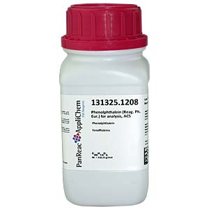 Phenolphthalein (Reag. USP, Ph. Eur.) zur Analyse, ACS, Minimum assay (HPLC): 99,0%</p>Phenolphthalein (Reag. USP, Ph. Eur.) for analysis, ACS, Minimum assay (HPLC.): 99.0%</p>Chemikalien,Farbstoffe und Indikatoren,Phenolphthalein