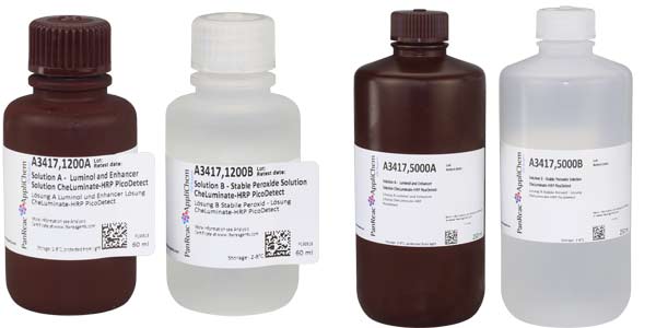 CheLuminate-HRP PicoDetect, Chemilumineszenz-Nachweiskit von Membran-immobilisierten Proteinen und Nukleins�uren in Verbindung mit Meerettichperoxidase (HRP), Menge ausreichend f�r:5000qcm</p>CheLuminate-HRP PicoDetect, Chemiluminescence detection kit of membrane-immobilized proteins and nucleic acids in combination with horseradish peroxidase (HRP)</p>Laborbedarf,Chemikalien,Molekularbiologie,Testkits,CheLuminate-HRP PicoDetect