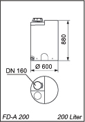 Standard-Dosierbehlter FD-A 200, 200 l, zylindrischer Behlter mit Schraubdeckel, Auendurchmesser: 600 mm, Hhe 880 mm, inkl eingeformter Einlegemuttern (besonders gut fr Pumpen der Firma Alldos)