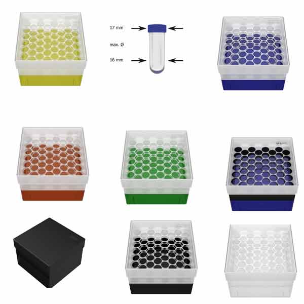 Kryobox B27 GLW� f�r R�hrchen 16 ml (f�r 52 R�hrchen D= 16mm, H= 95 mm)