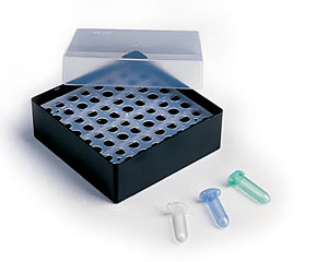 Kryobox B41 GLW� H�he = 45-55 mm mit 8 x 8 runden Bohrungen (ein Einsatz) f�r Reaktionsgef��e Typ Safe-Lock� 1,5/2,0 ml o.�. Reaktionsgef��e oder R�hrchen bis D=11mm