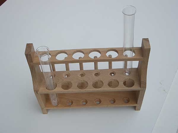 Reagenzglasstnder Holz fr 2 Reihen mit je 6 Glsern bis  = 22mm, 2 Etagen