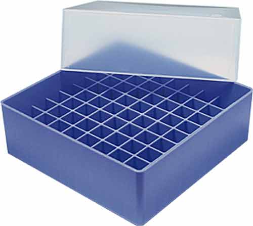 Kryobox B80 GLW�  H�he = 75-80 mm mit Raster 9 x 9 f�r Kryor�hrchen 3,6 ml,Testr�hrchen 55 x 12 mm, � = 12,5 mm