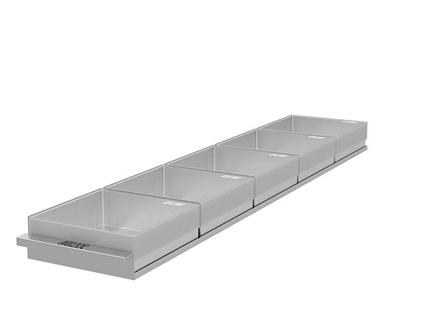 Schubladenlagergestelle, 30 (6x5) Edelstahl fr Tiefkhlschrnke Tiefe 688mm fr Kryo-Boxen 133x133mm Hmax=54mm</p>Freezer Racks 30 (6x5), stainless steel, with drawers for upright freezers deep 688mm, for boxes 133x133x54mm</p>Laborbedarf,Tiekhlschrankzubehr,Schubladengestelle fr Freezer