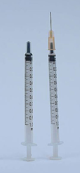 Einmalspritzen TBC  mit Spardorn, 1.0ml, VE=100Stck, nach DIN EN ISO 8537, Lieferung 20x100Stck