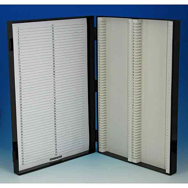 Aufbewahrungsk�sten f�r 100 Objekttr�ger</p>Slide boxes, wooden frame,for 100 microslides</p>Laborbedarf,Mikroskopie,Objekttr�gerk�sten