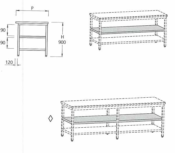 Zwischenbden fr Arbeitstische Edelstahl AISI 304 Cr-Ni 18/10 Tiefe 700 mm<br>Intermediate shelve for  table stainless steel  deep 700 mm<br>Laborbedarf,Labormbel,Edelstahlmbel