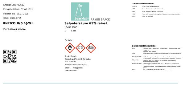 Salpeters�ure 65% reinst, dunkel lagern</p>Laborbedarf,Chemikalien,S�uren,Salpeters�ure